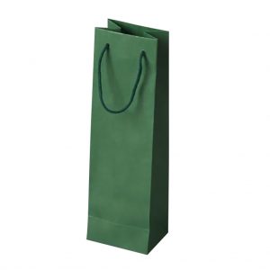 Papierová taška na 1 víno zelená, bavlnené ušká