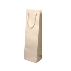 Papierová taška na 1 víno biela, lesklá textilné držadlá