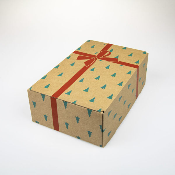 Stredná krabica hnedá s vianočným motívom